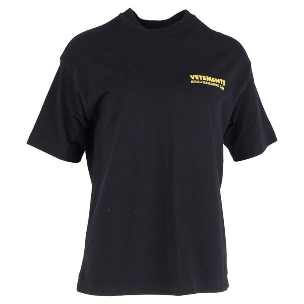 Vetements Logo Metal Print Oversized T-Shirt in Black Cotton